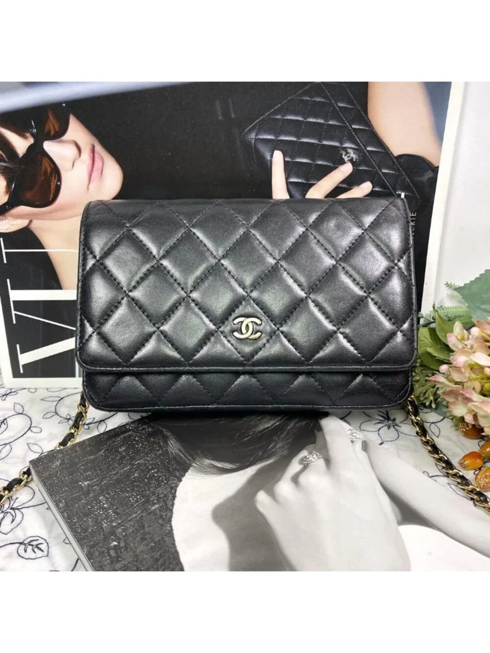 Chanel Chain Wallet Black Quilted Shoulder